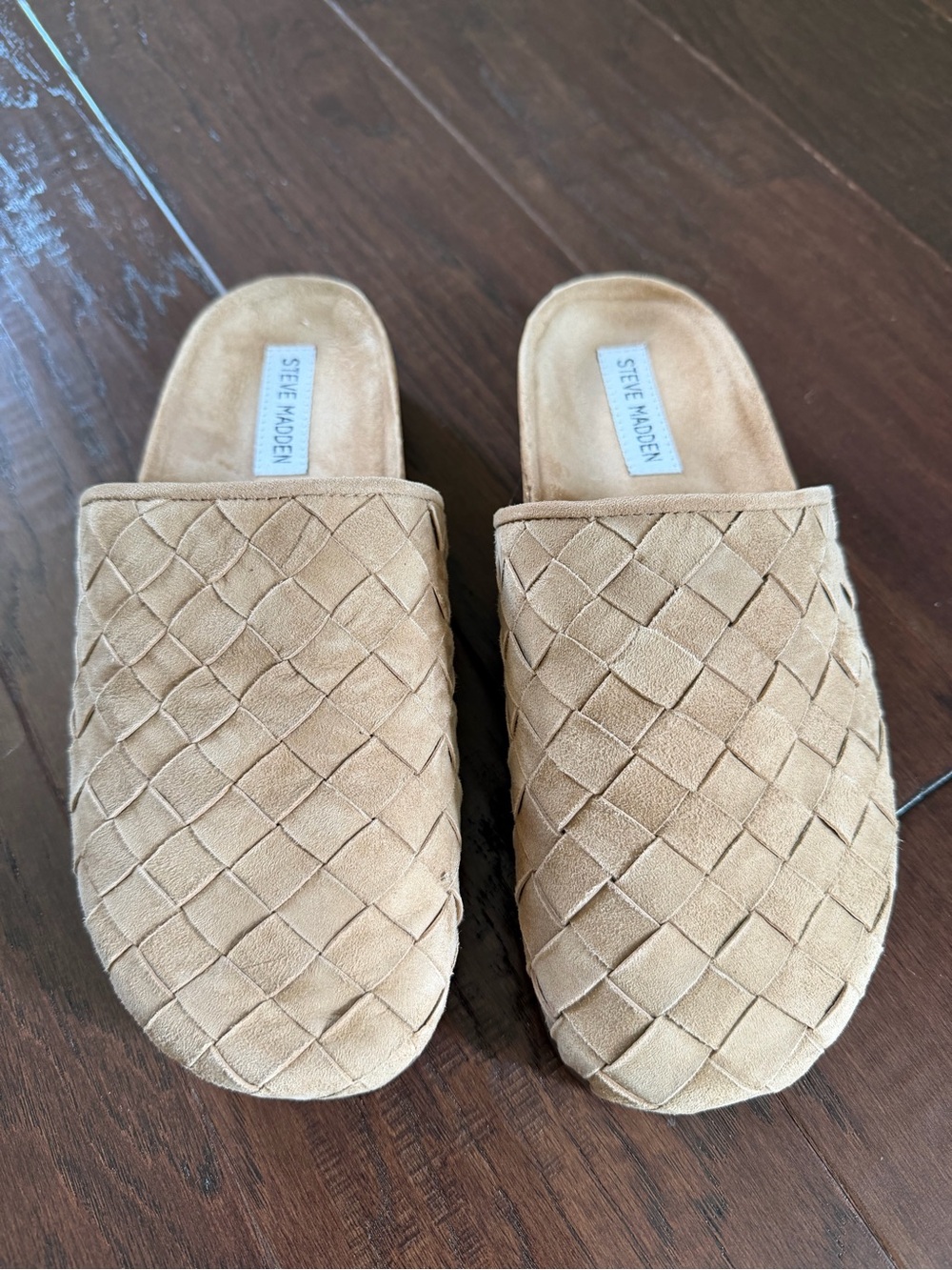 Steve Madden Woven Tan Slip-On Mules